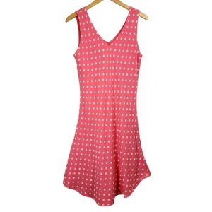 NWT Charlie B Polka Dot Coral Dress Sz L Made In Italy Resortwear Sundress